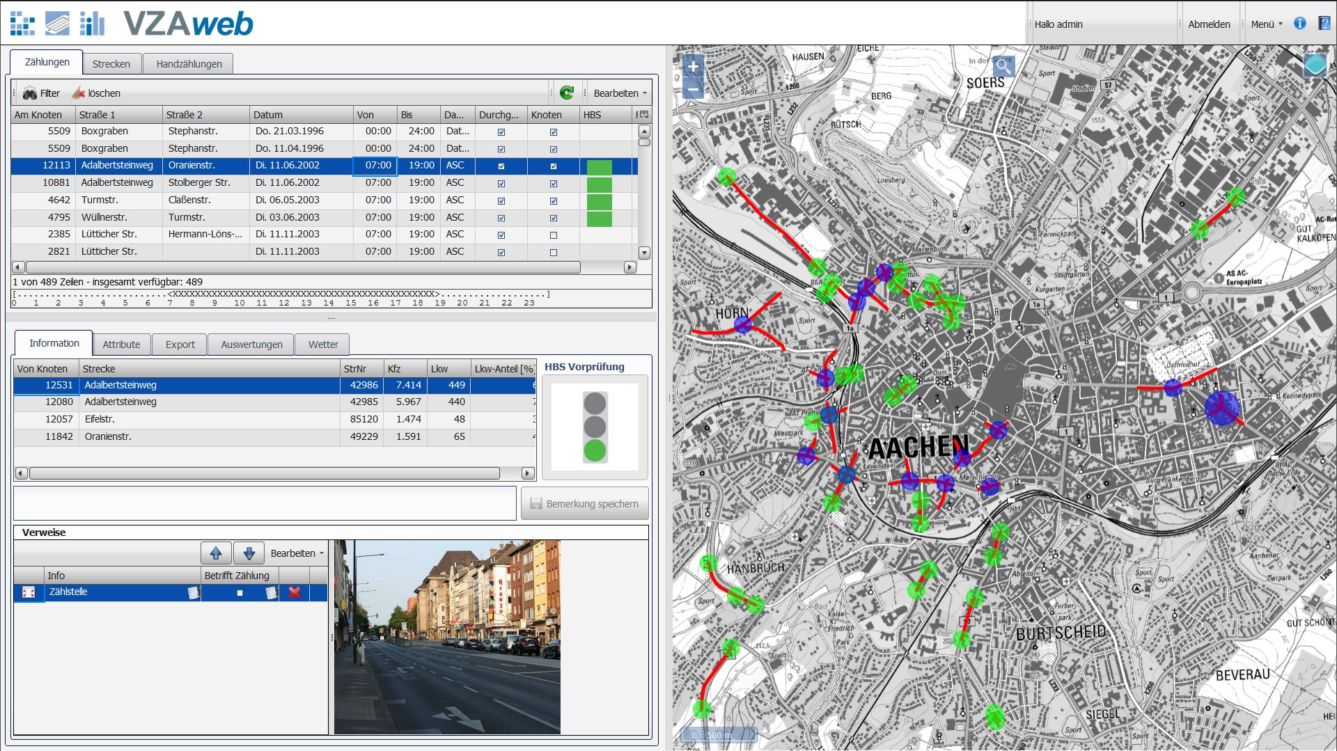 VZAweb: web-based traffic census data base